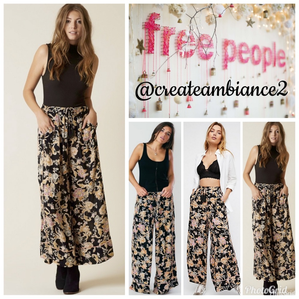 Free People Floral Wideleg Pants